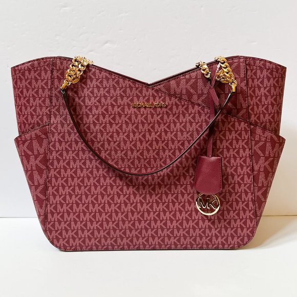 Michael Kors Jet Set Travel Large X Chained Tote Shoulder Bag MK Mulberry Multi - Picture 4 of 13